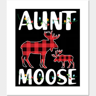 Red Plaid Aunt Moose Matching Family Pajama Christmas Gift Posters and Art